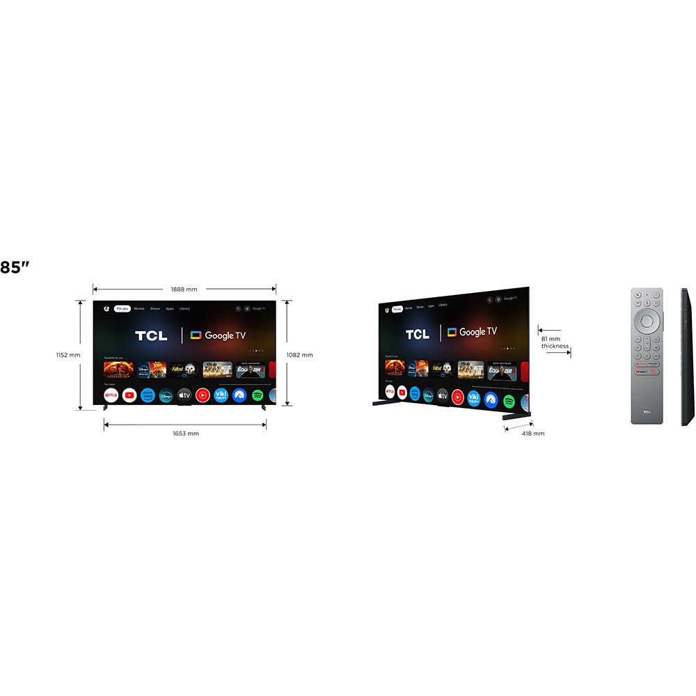 Televizor MiniLed Smart TCL 85X11K, Ultra HD 4K, HDR, 215cm