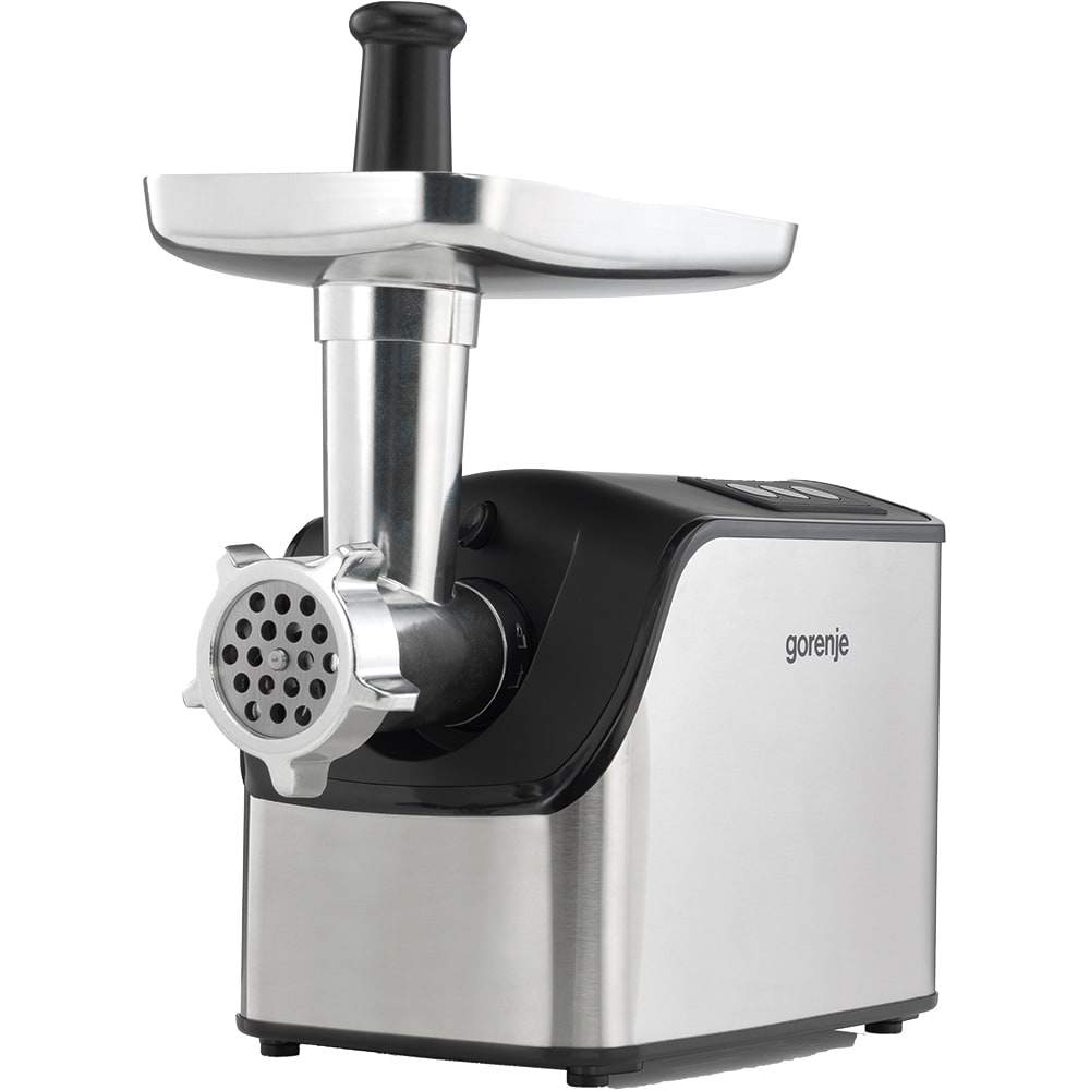 Masina de tocat carne GORENJE MG2202SXE, 2.2kg/min, 2200W, accesoriu carnati/biscuiti/suc de rosii, argintiu-negru