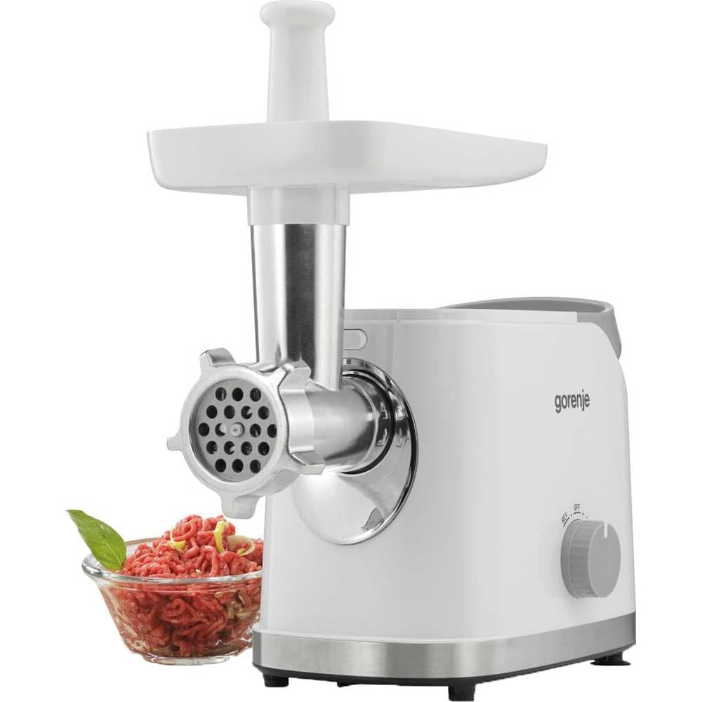 Masina de tocat carne GORENJE MG1802SJW, 2.1kg/min, 1800W, accesoriu feliere/razuire/suc de rosii, alb-argintiu