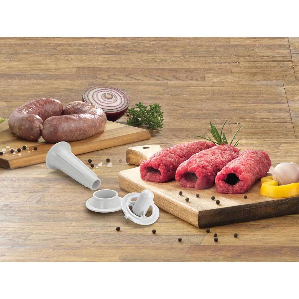 Masina de tocat carne GORENJE MG1802SJW, 2.1kg/min, 1800W, accesoriu feliere/razuire/suc de rosii, alb-argintiu