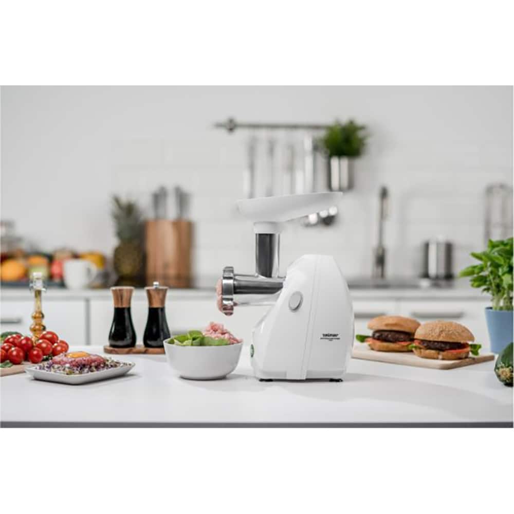 Masina de tocat carne ZELMER ZMM4048B, 2.5kg/min, 1900W, accesoriu carnati/feliere/razuire, alb-argintiu