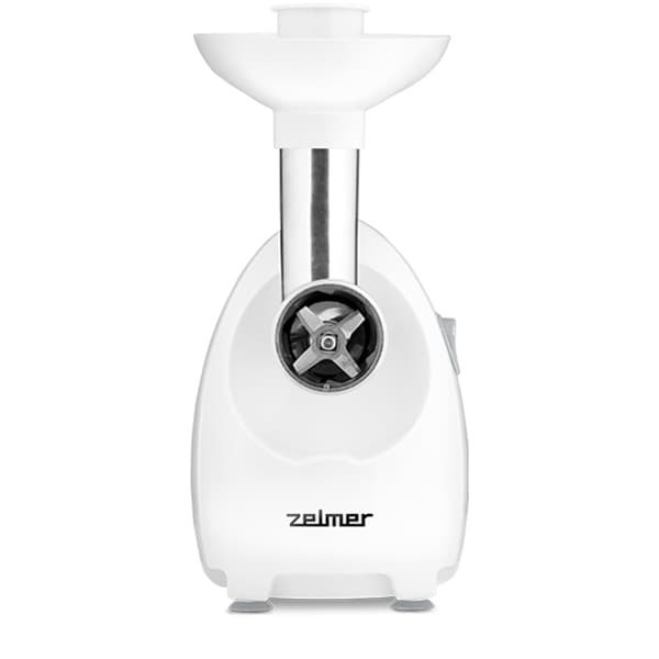 Masina de tocat carne ZELMER ZMM4055B, 2.5kg/min, 1900W, accesoriu carnati/suc de rosii/razuire, alb-argintiu