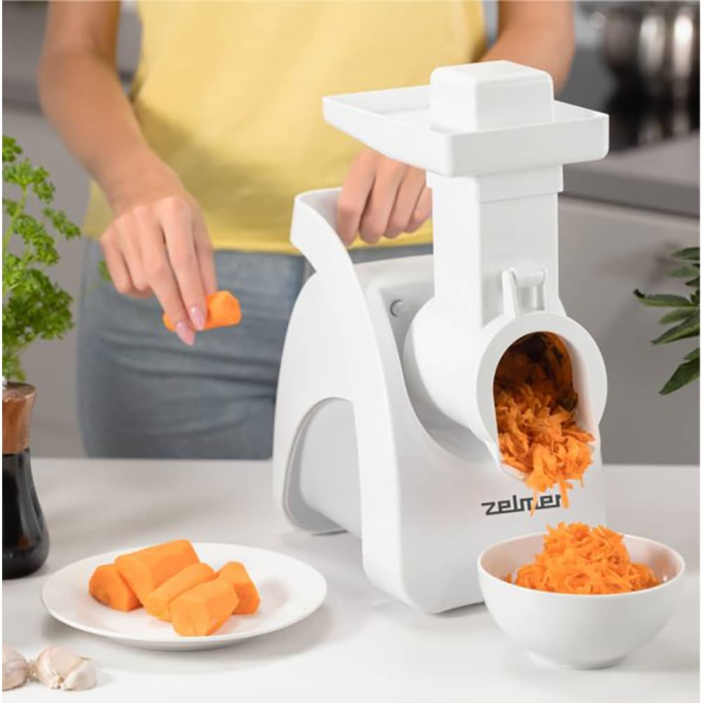 Masina de tocat carne ZELMER ZMM9802B, 3.5kg/min, 2200W, accesoriu carnati, alb-argintiu