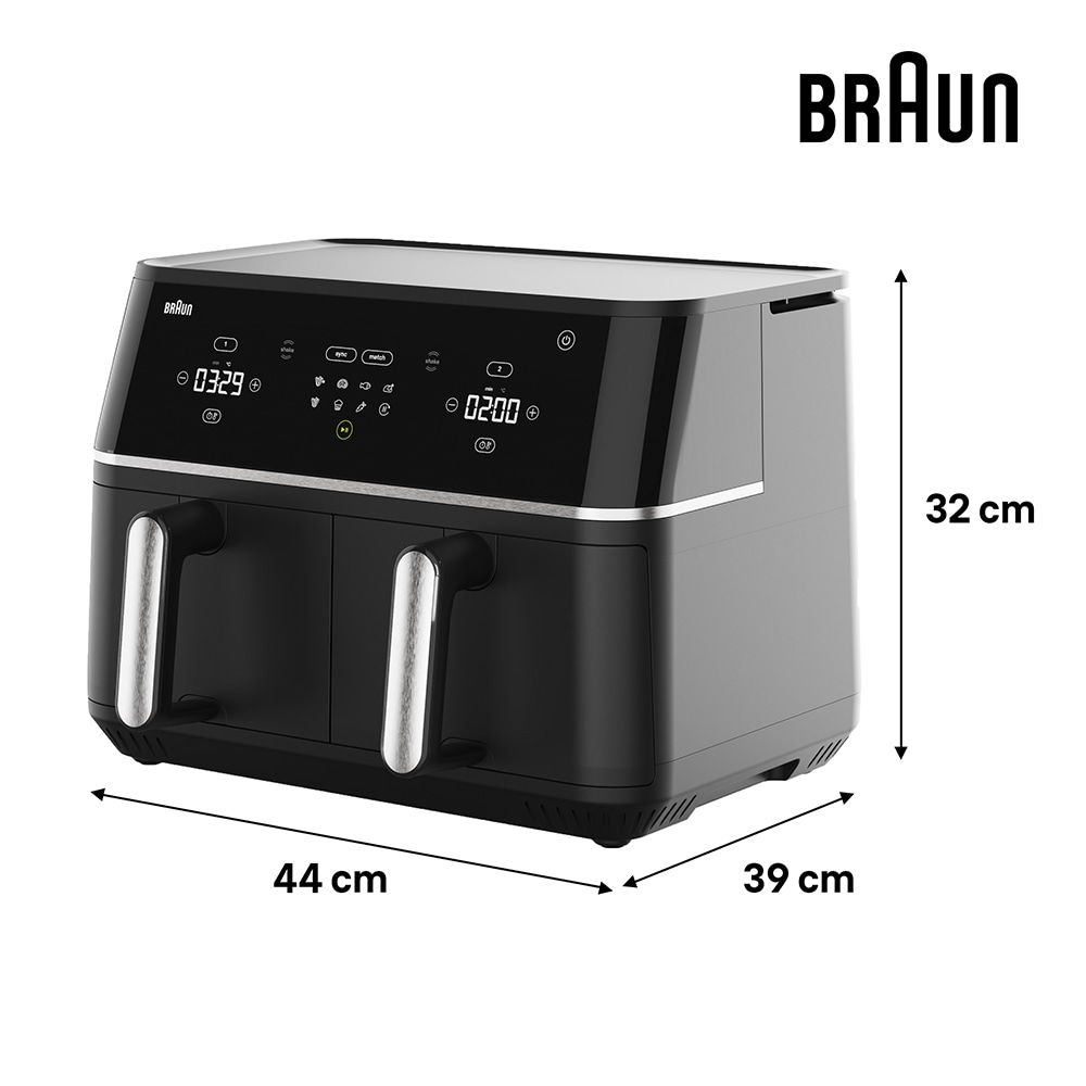 Friteuza cu aer cald dubla BRAUN TwinCook 5 TD5030IBK, 10l, 2.4kg, 2400W, negru-argintiu