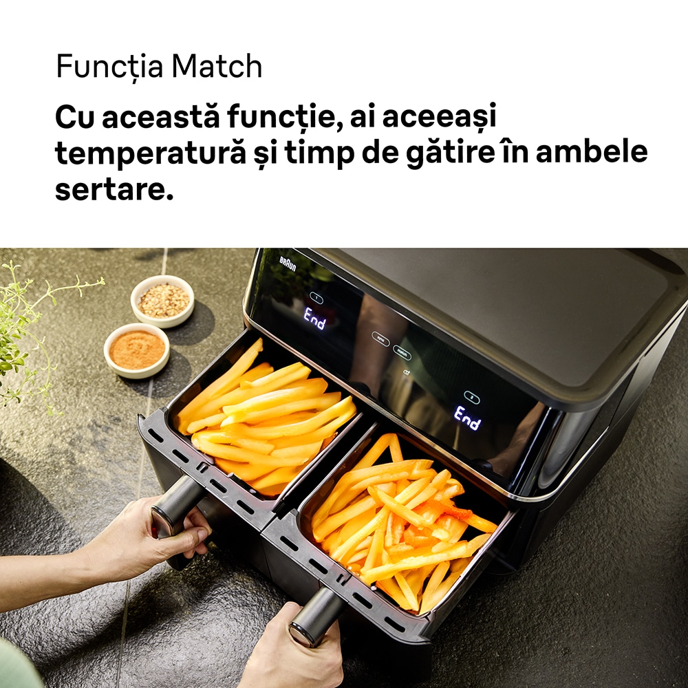 Friteuza cu aer cald dubla BRAUN TwinCook 5 TD5030IBK, 10l, 2.4kg, 2400W, negru-argintiu