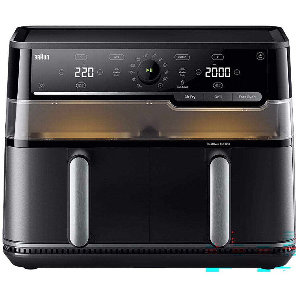 Friteuza cu aer cald dubla BRAUN TwinCook 5 TD5073, 10l, 2.5kg, 2850W, negru-gri inchis