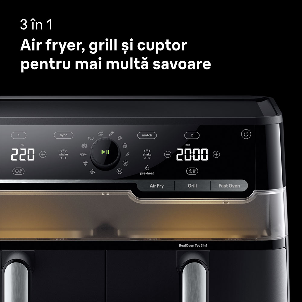 Friteuza cu aer cald dubla BRAUN TwinCook 5 TD5073, 10l, 2.5kg, 2850W, negru-gri inchis