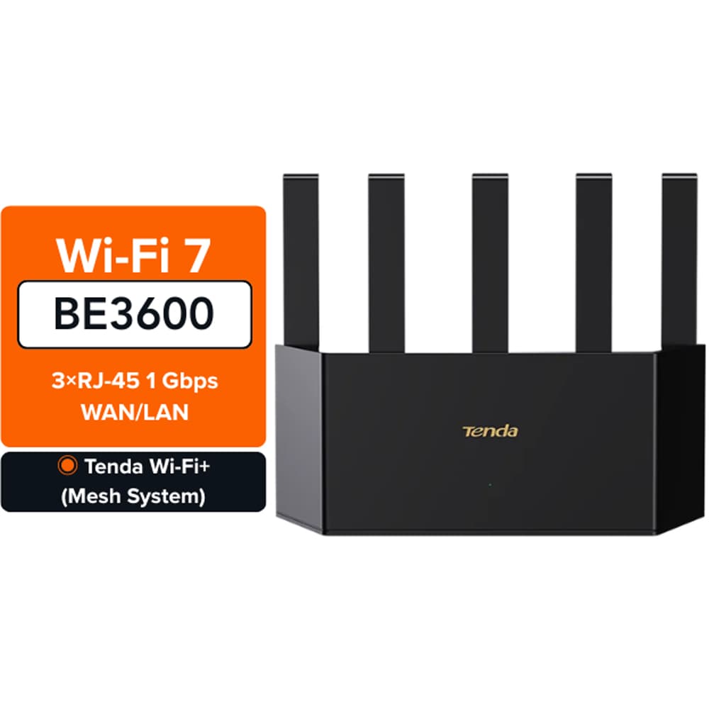 Router Wireless Gigabit TENDA TE3L BE3600, Wi-Fi 7, Dual-Band 688 + 2882 Mbps, negru
