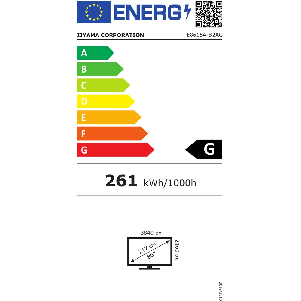 Display profesional LED IPS IIYAMA ProLite TE8615A-B2AG, 85.6", 4K UHD, negru