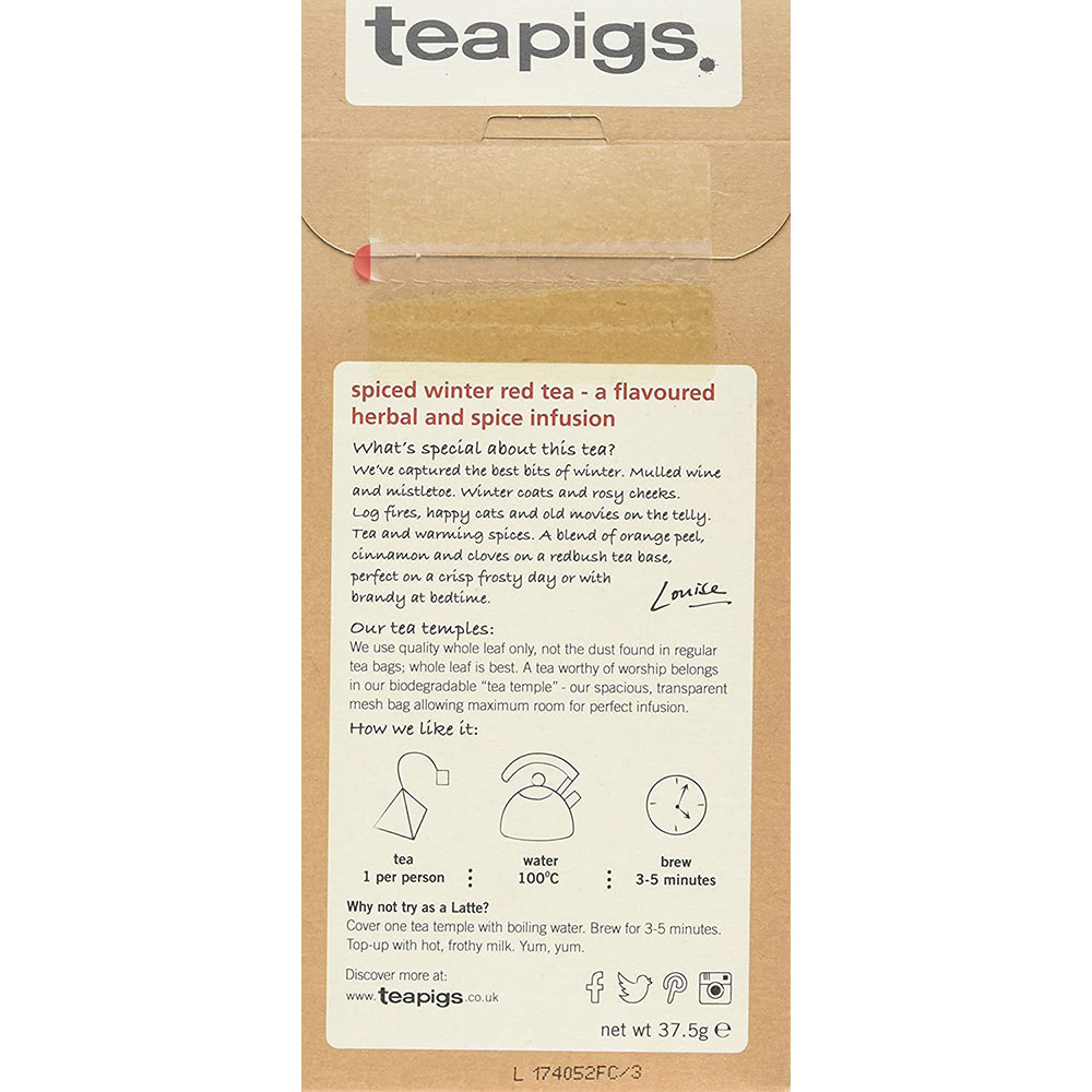 Ceai infuzie TEAPIGS Spiced Winter, 15 buc, 37.5g