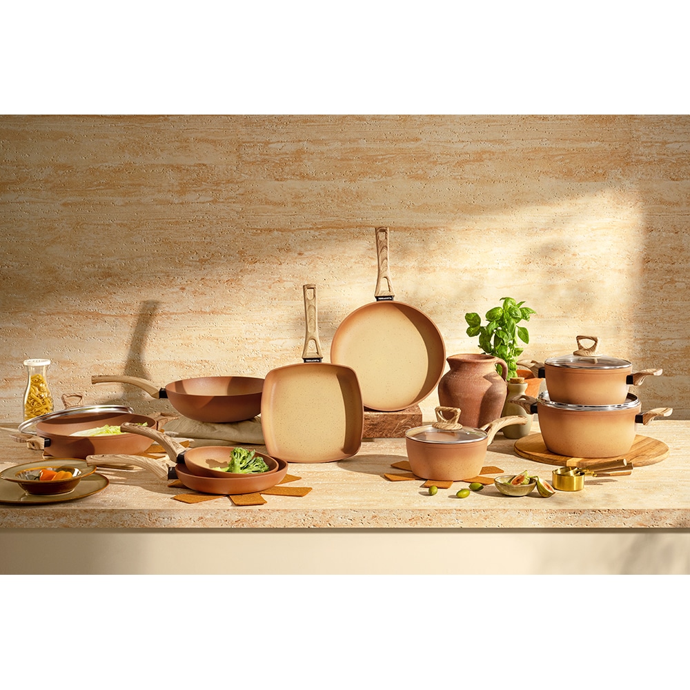 Tigaie grill AMERCOOK Terracotta AC0108508.28, 28 cm, aluminiu presat, aramiu