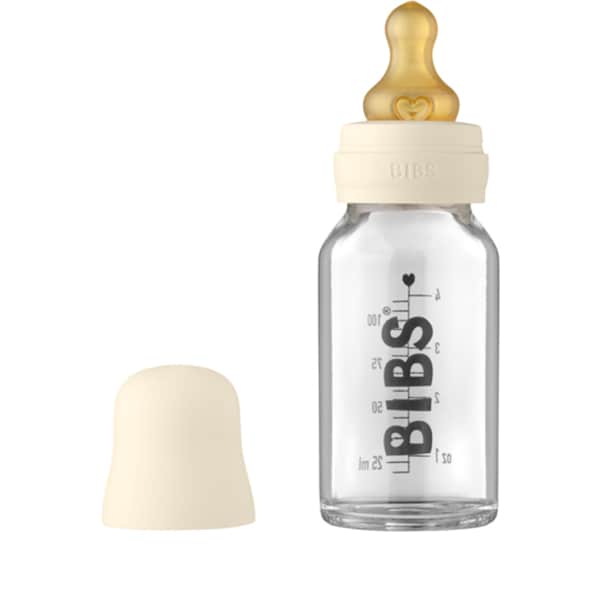 Biberon BIBS 5013216, flux nou-nascut, 0 luna+, 110ml, ivoire-transparent