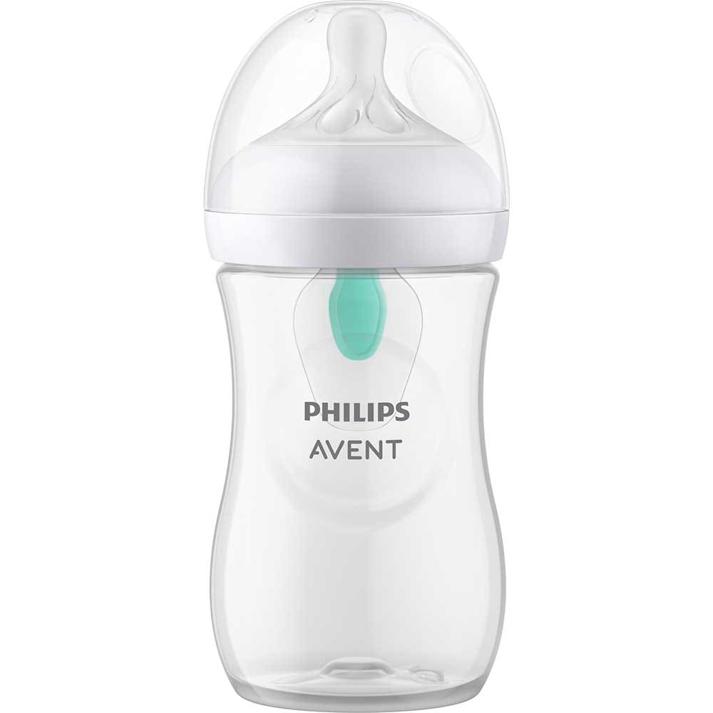 Set PHILIPS AVENT Natural Response SCD657/11: 2 biberoane 125ml + 2 biberoane 260ml + 2 dispozitive AirFree + suzeta + perie biberon, flux lent, 0 luni+, multicolor