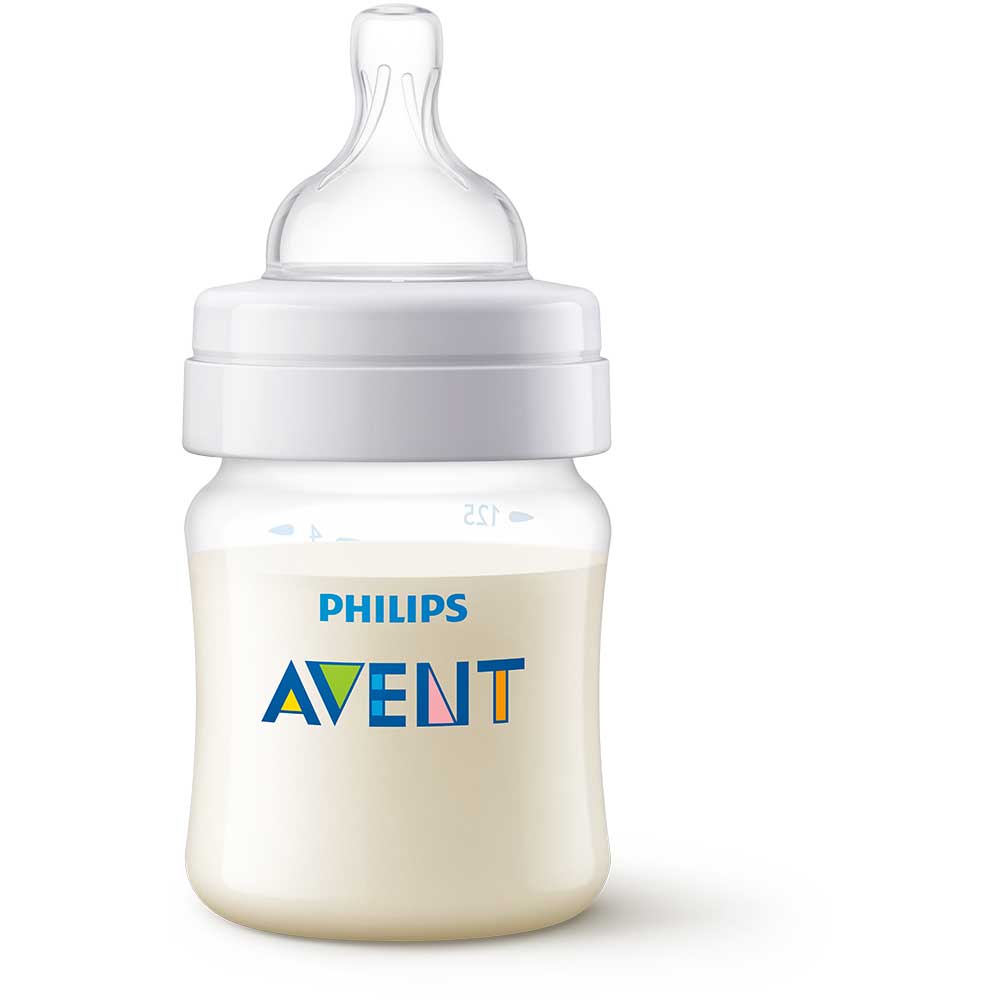 Biberon anticolici PHILIPS AVENT SCY100/01, flux nou-nascut, 0 luni+, 125ml, alb-transparent