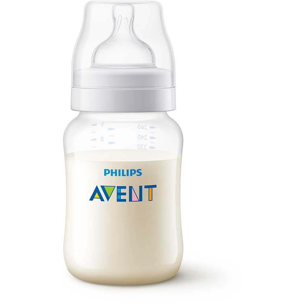Biberon anticolici PHILIPS AVENT SCY103/01, flux lent, 1 luna+, 260ml, alb-transparent
