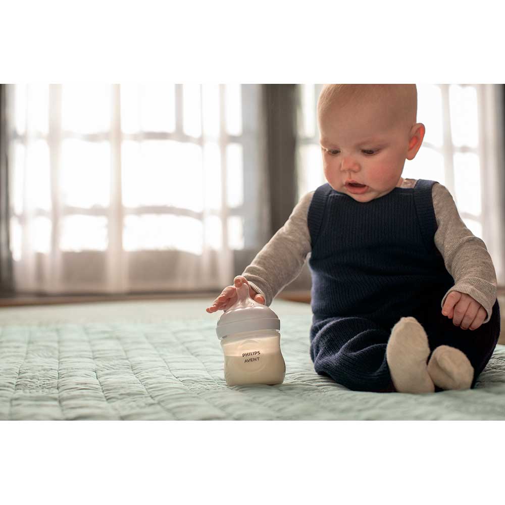Biberon PHILIPS AVENT Natural Response SCY900/01, flux lent, 0 luni+, 125ml, alb-transparent