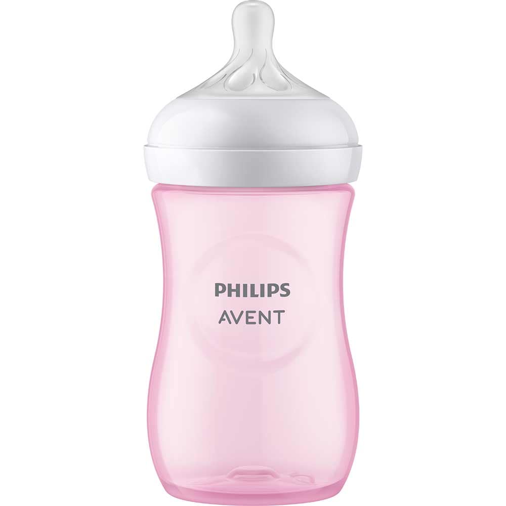 Biberon PHILIPS AVENT Natural Response SCY903/11, flux mediu,1 luna+, 260ml, roz-alb
