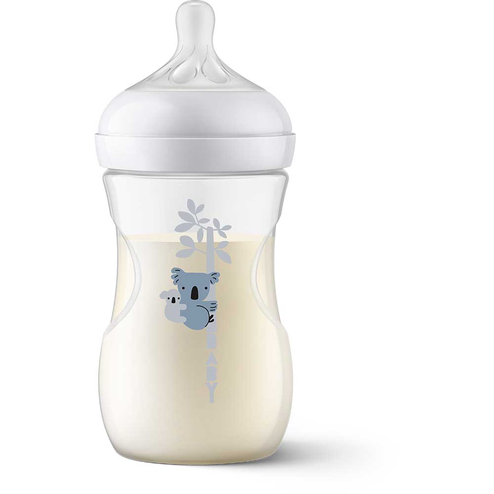 Biberon PHILIPS AVENT Natural Response Koala SCY903/67, flux mediu, 1 luna+, 260ml, alb-transparent