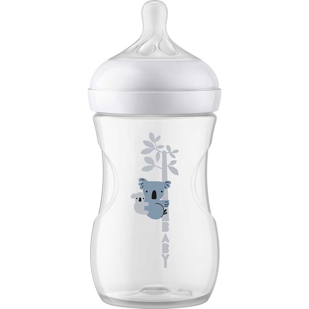 Biberon PHILIPS AVENT Natural Response Koala SCY903/67, flux mediu, 1 luna+, 260ml, alb-transparent