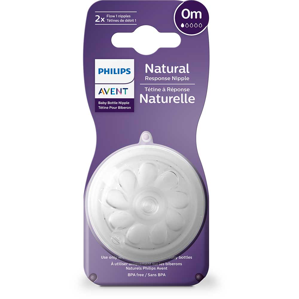 Set tetine PHILIPS AVENT Natural Response SCY961/02, flux nou-nascut, 0 luni+, 2 buc, silicon