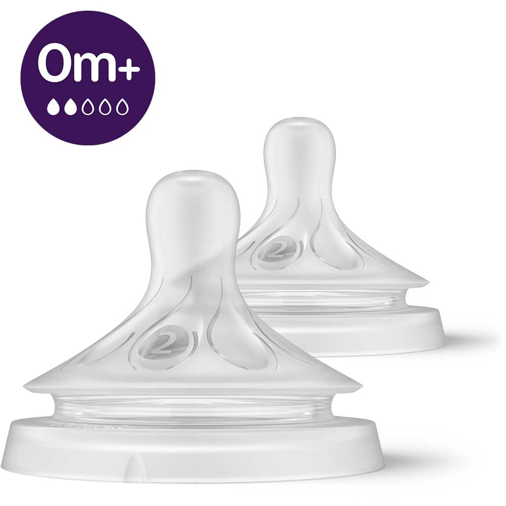 Set tetine PHILIPS AVENT Natural Response SCY962/02, flux lent, 0 luni+, 2 buc, silicon