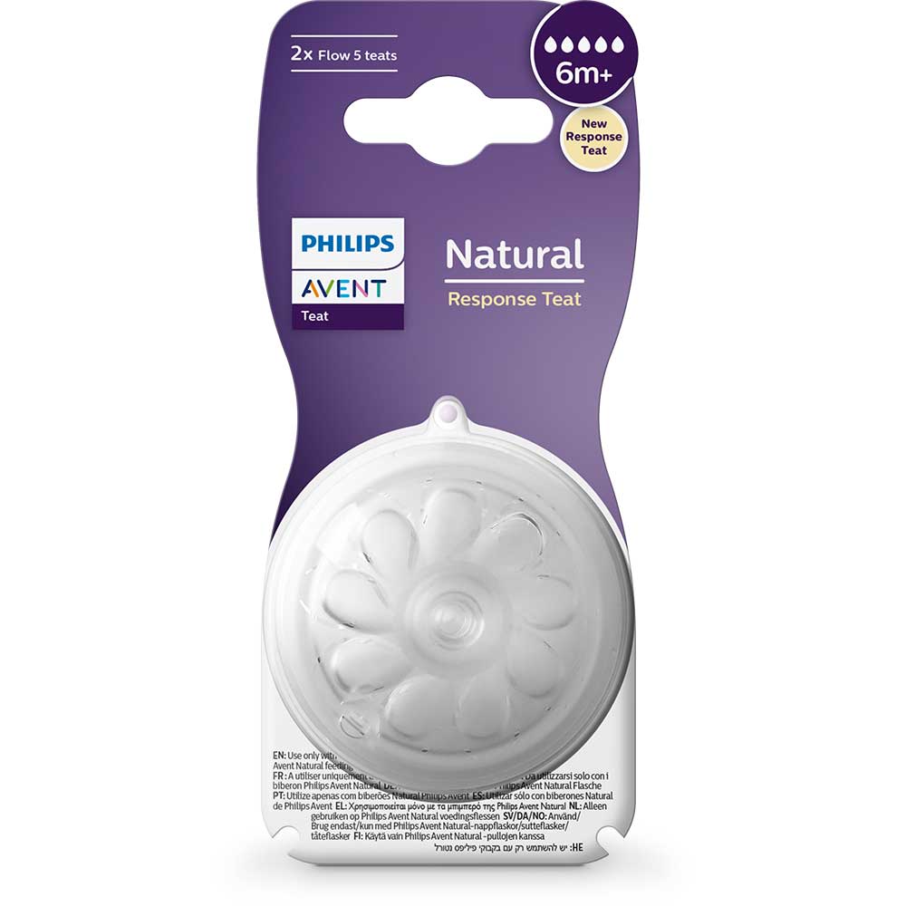 Set tetine PHILIPS AVENT Natural Response SCY965/02, flux rapid, 6 luni+, 2 buc, silicon