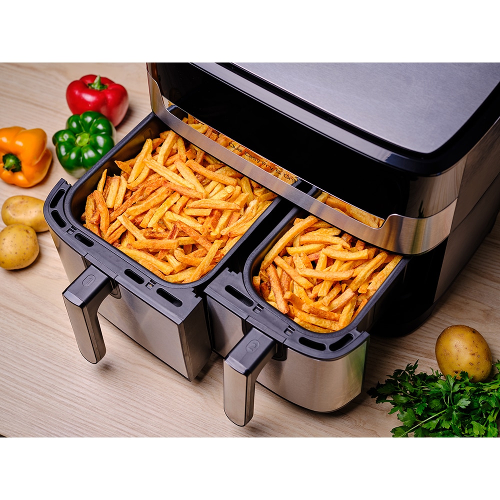 Friteuza dubla TEFAL Easy Fry&Gril EY905D10, 2.4kg, 8.3l, 2700W, negru-argintiu