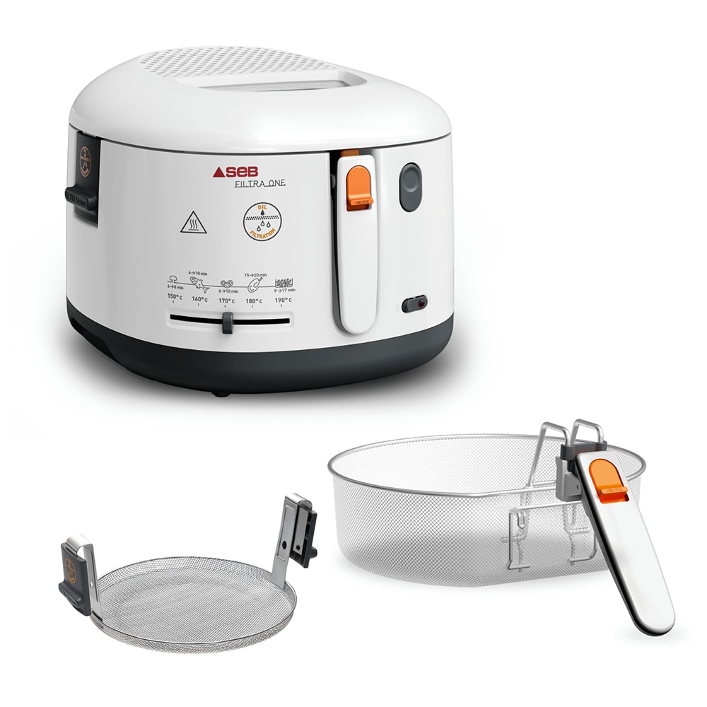 Friteuza TEFAL One Filtra FF1621, 1.2kg, 2.1l, 1900W, filtru ulei, alb-gri inchis