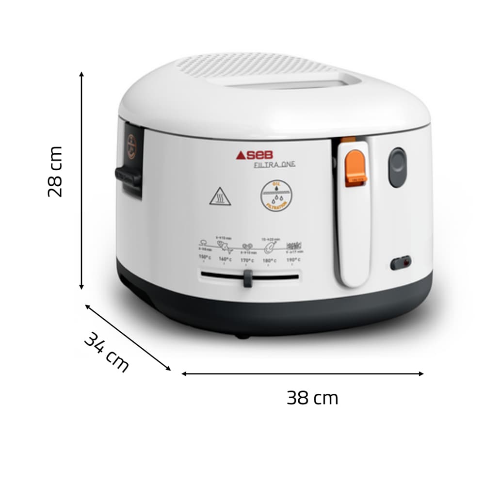 Friteuza TEFAL One Filtra FF1621, 1.2kg, 2.1l, 1900W, filtru ulei, alb-gri inchis