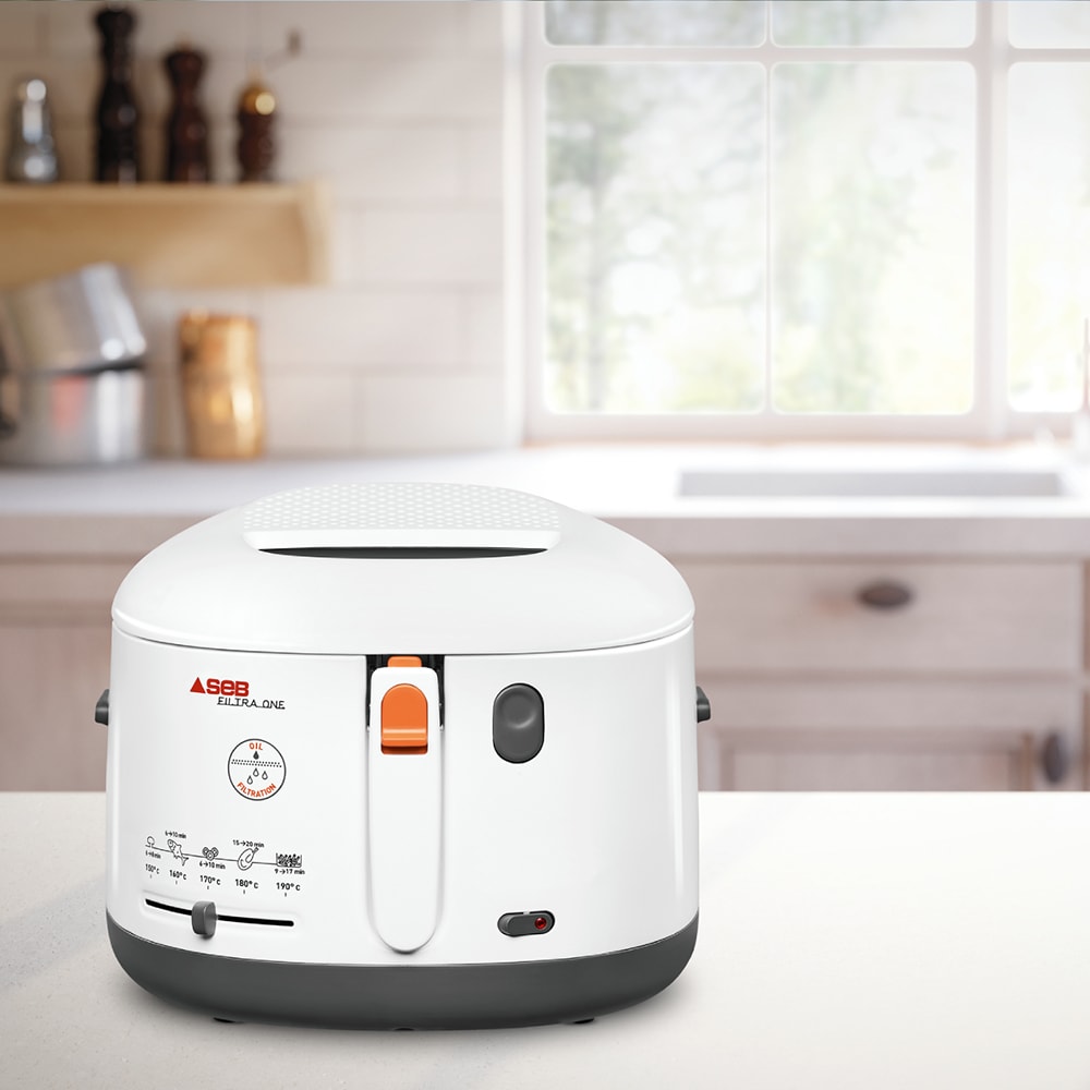 Friteuza TEFAL One Filtra FF1621, 1.2kg, 2.1l, 1900W, filtru ulei, alb-gri inchis