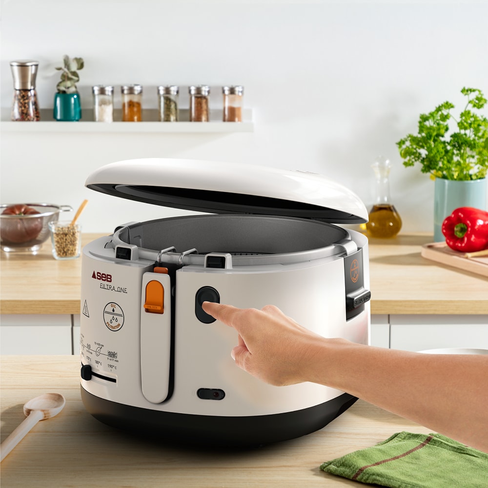 Friteuza TEFAL One Filtra FF1621, 1.2kg, 2.1l, 1900W, filtru ulei, alb-gri inchis