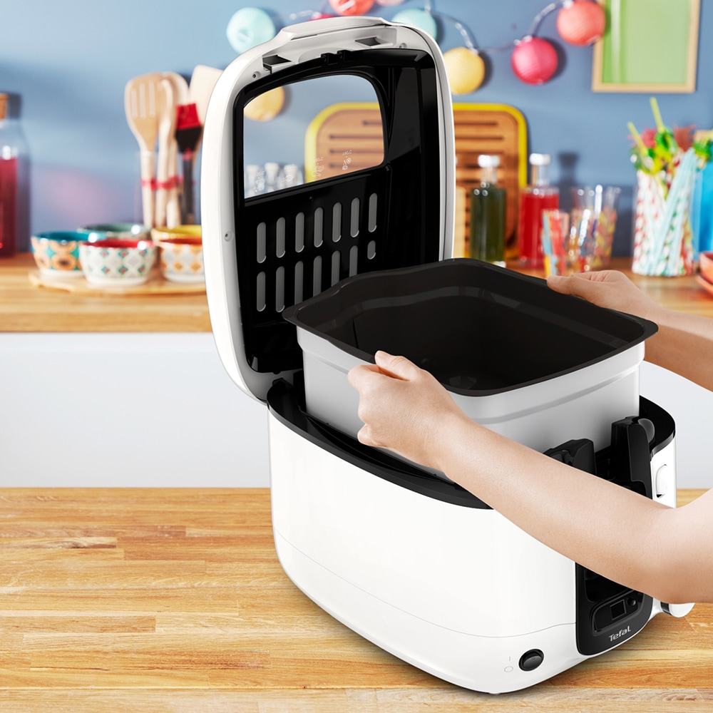 Friteuza cu ulei TEFAL Super Uno FR314030, 1.5kg, 2.2l, 1800W, alb-negru