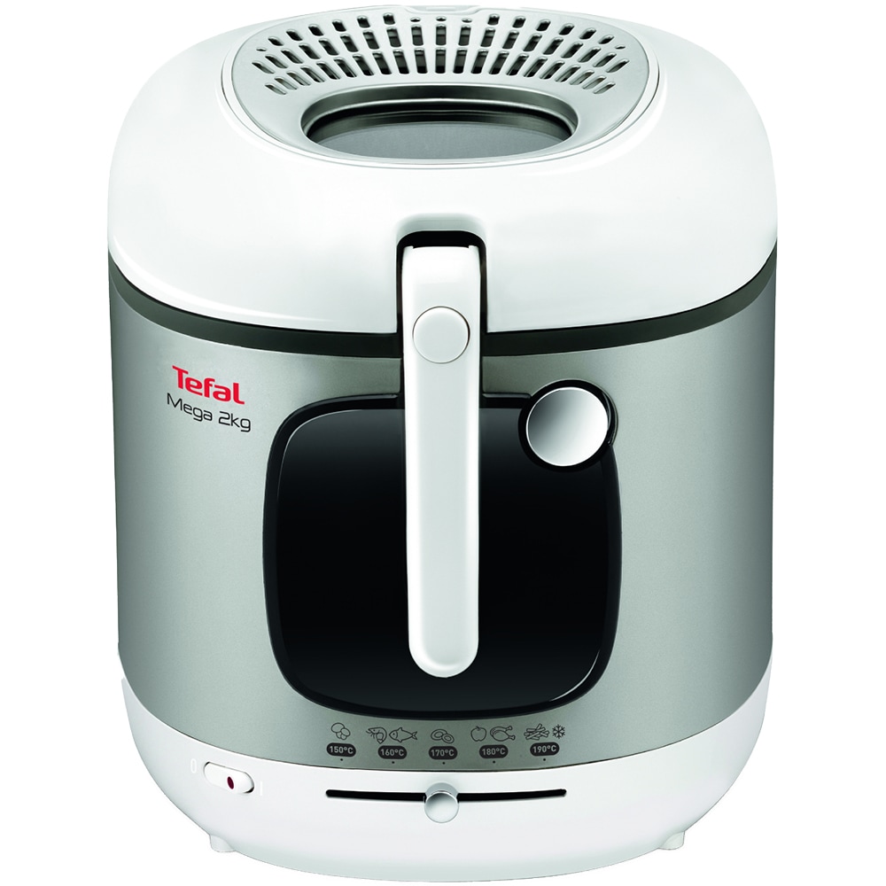 Friteuza TEFAL Mega FR480015, 2kg, 3.3l, 2100W, alb-argintiu