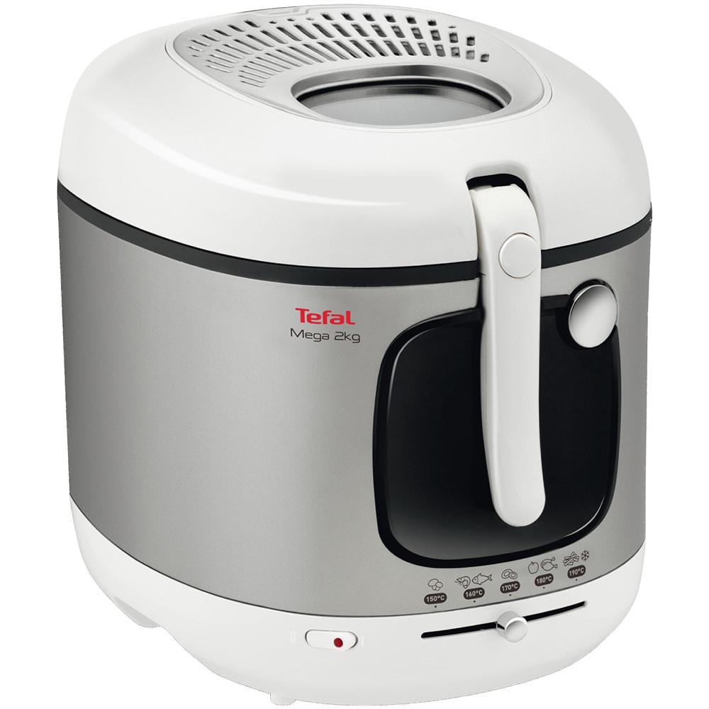 Friteuza TEFAL Mega FR480015, 2kg, 3.3l, 2100W, alb-argintiu