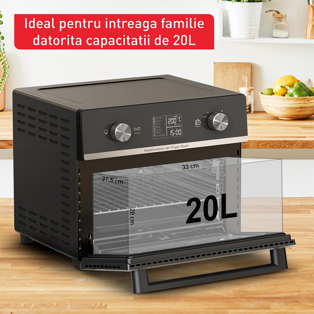 Cuptor cu aer cald TEFAL Easy Fry FW606810, 1.5kg, 20l, 1800W, 10 programe, negru-argintiu