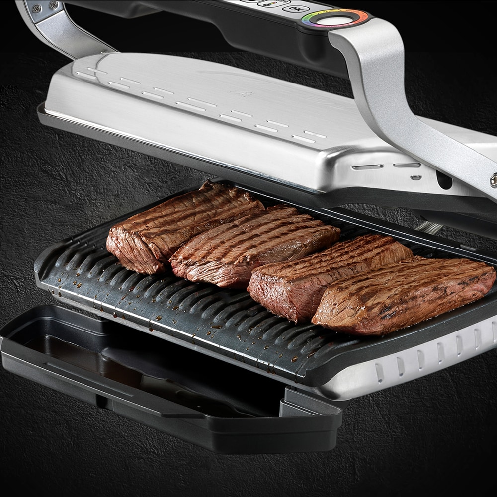Gratar electric TEFAL OptiGrill Initial GC706D34, 2000W, 6 programe automate, argintiu-negru