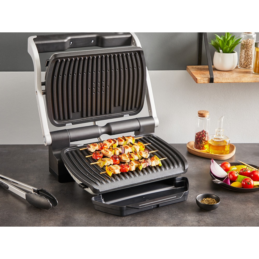 Gratar electric TEFAL OptiGrill+ GC718D10, 2000W, 6 programe automate, argintiu-negru 