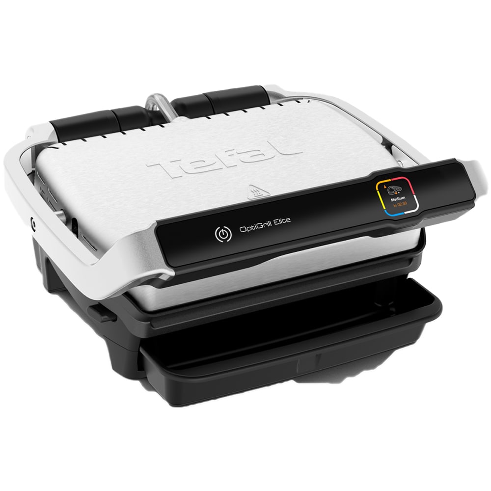 Gratar electric TEFAL OptiGrill Elite GC750D30, 2000W, 12 programe automate, argintiu-negru