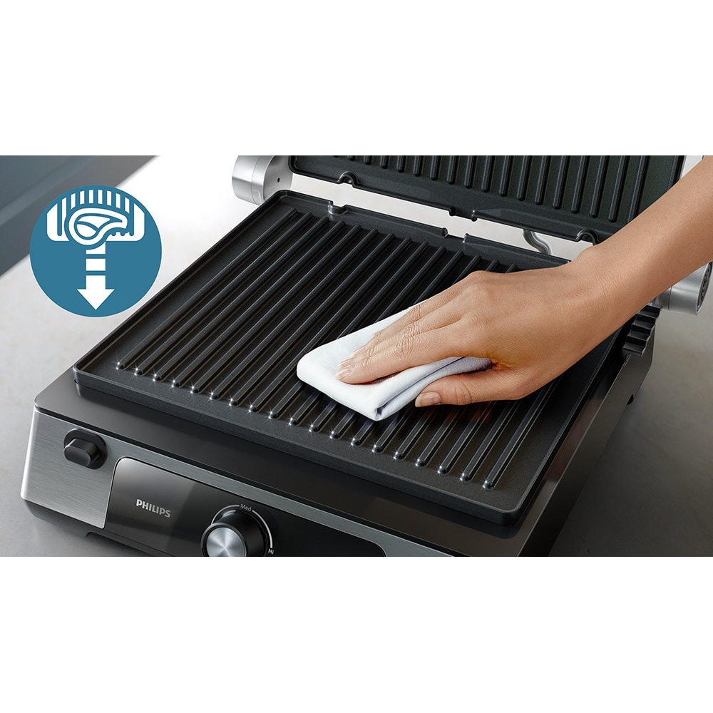Gratar electric PHILIPS Seria 5000 HD630190, 2200W, argintiu-negru 