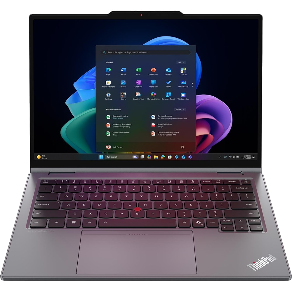 Laptop 2 in 1 LENOVO ThinkPad X1 Gen 11 Aura Edition, Intel Core Ultra 7 355 pana la 4.7GHz, 14" WUXGA Touch, 32GB, SSD 512GB, Intel Graphics, Windows 11 Pro, gri