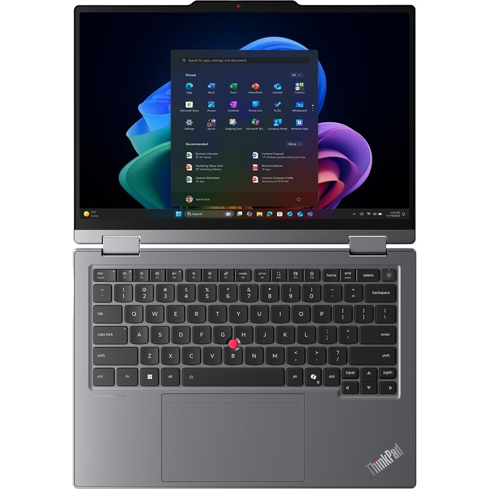 Laptop 2 in 1 LENOVO ThinkPad X1 Gen 11 Aura Edition, Intel Core Ultra 7 355 pana la 4.7GHz, 14" WUXGA Touch, 32GB, SSD 512GB, Intel Graphics, Windows 11 Pro, gri