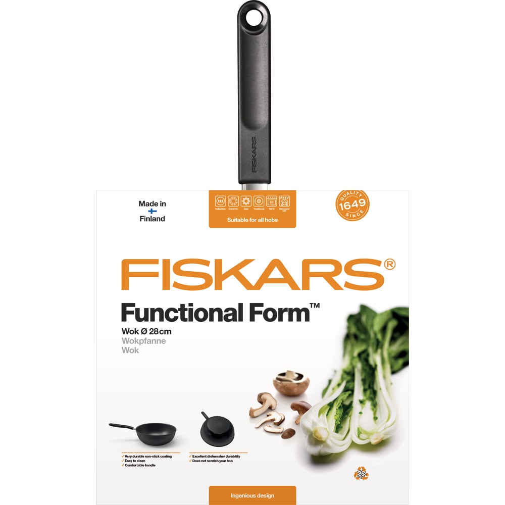 Tigaie Wok FISKARS Functional Form 1027705, 28cm, aluminiu, negru