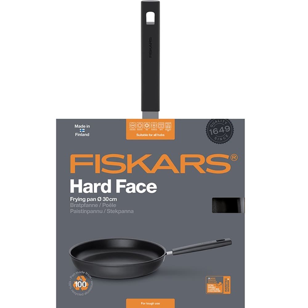 Tigaie antiaderenta FISKARS Hard Face, 30 cm, aluminiu, negru