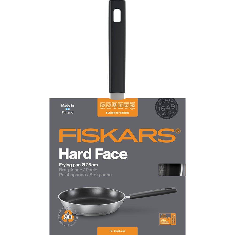 Tigaie FISKARS Hard face, 26 cm, otel inoxidabil, crom