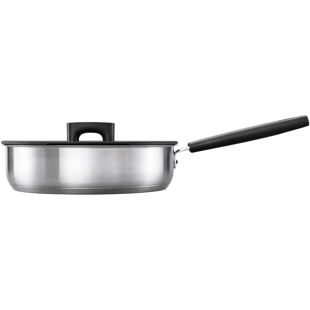 Tigaie sote cu capac FISKARS Hard Face, 26 cm, otel inoxidabil, crom