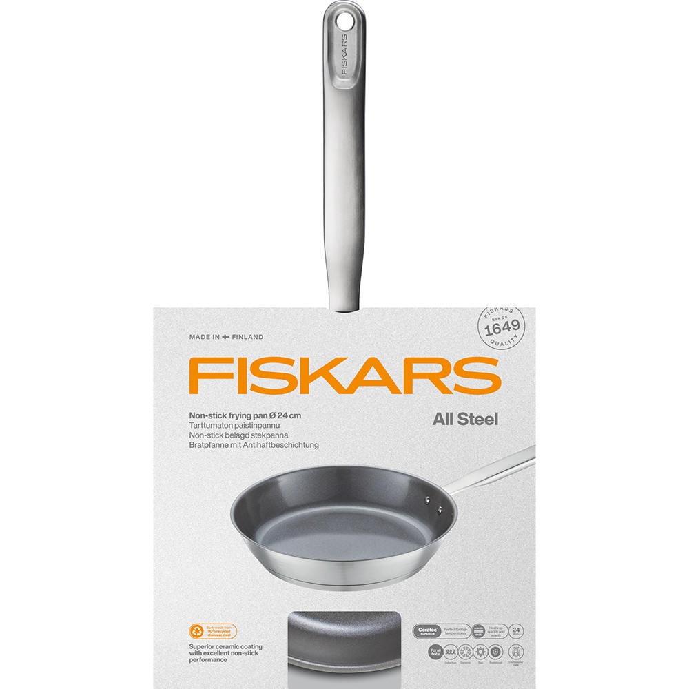 Tigaie FISKARS All Steel, 24 cm, otel inoxidabil, argintiu