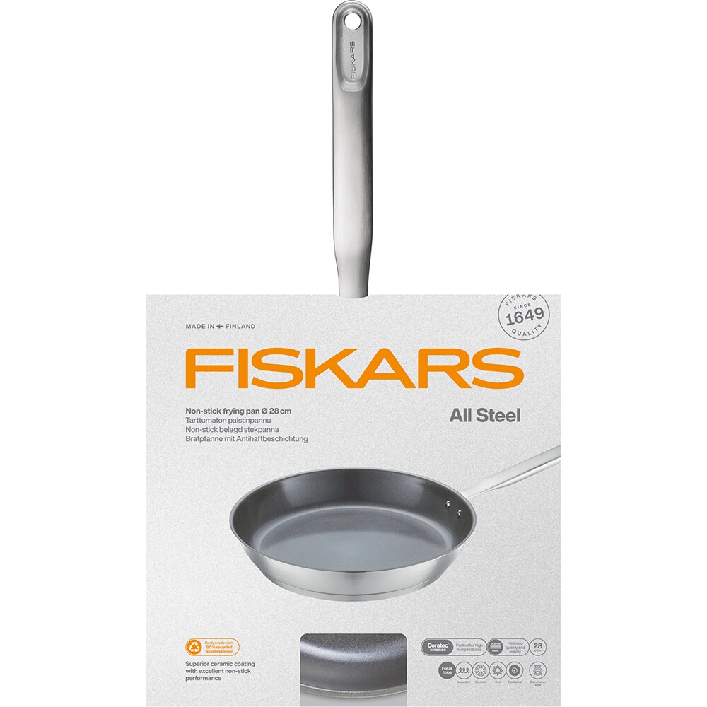 Tigaie FISKARS All Steel, 28 cm, otel inoxidabil, argintiu