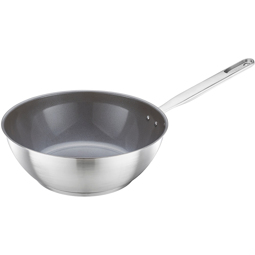 Tigaie wok FISKARS All Steel, 28 cm, otel inoxidabil, argintiu
