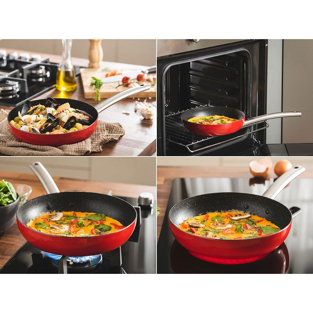 Tigaie DELIMANO Titanium Legend, 28cm, otel carbon, rosu