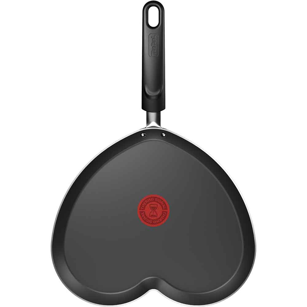 Tigaie clatite TEFAL Inima B0141002, 25 cm, aluminiu, Thermo-Signal, invelis antiaderent, rosu